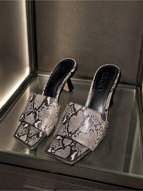 DKNY Snake Print Square Toe Slide Mules
